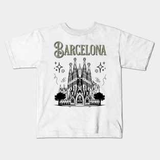 Barcelona Retro Art Kids T-Shirt